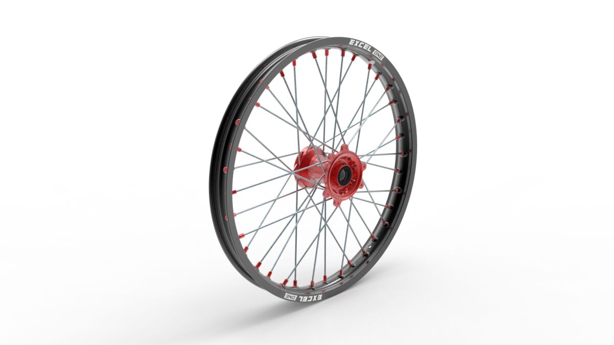 WHEEL ASSEMBLY MX-EN SPORT FRONT 1.60" X 21" ALUMINUM RED