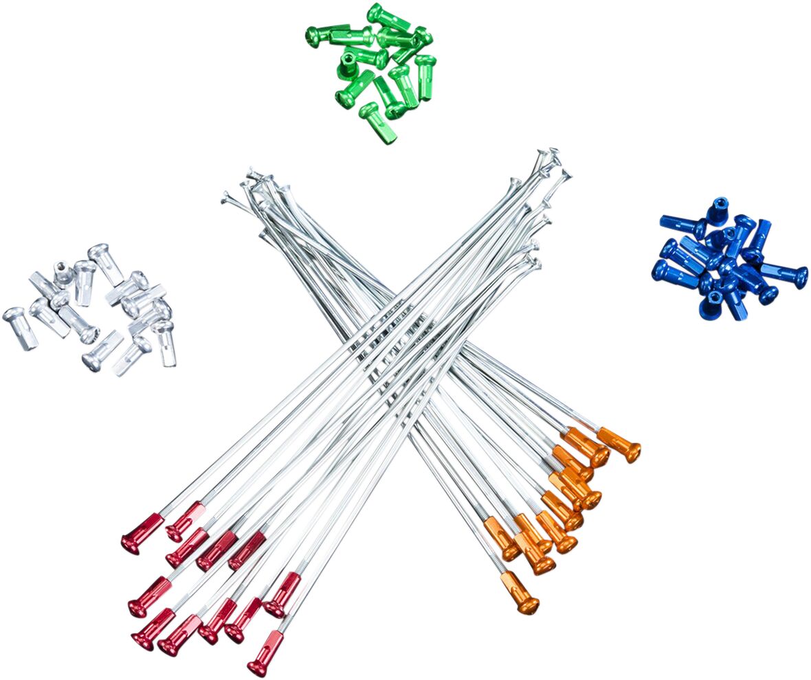 SPOKES & NIPPLES 21" FRONT ALUMINIUM REPLACEMENT KIT SILVER | ORANGE