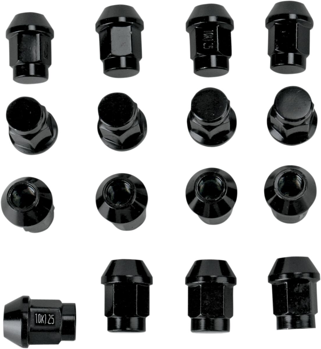 LUG NUT 10MM X 1.25MM 16 PCS TAPERED BLACK