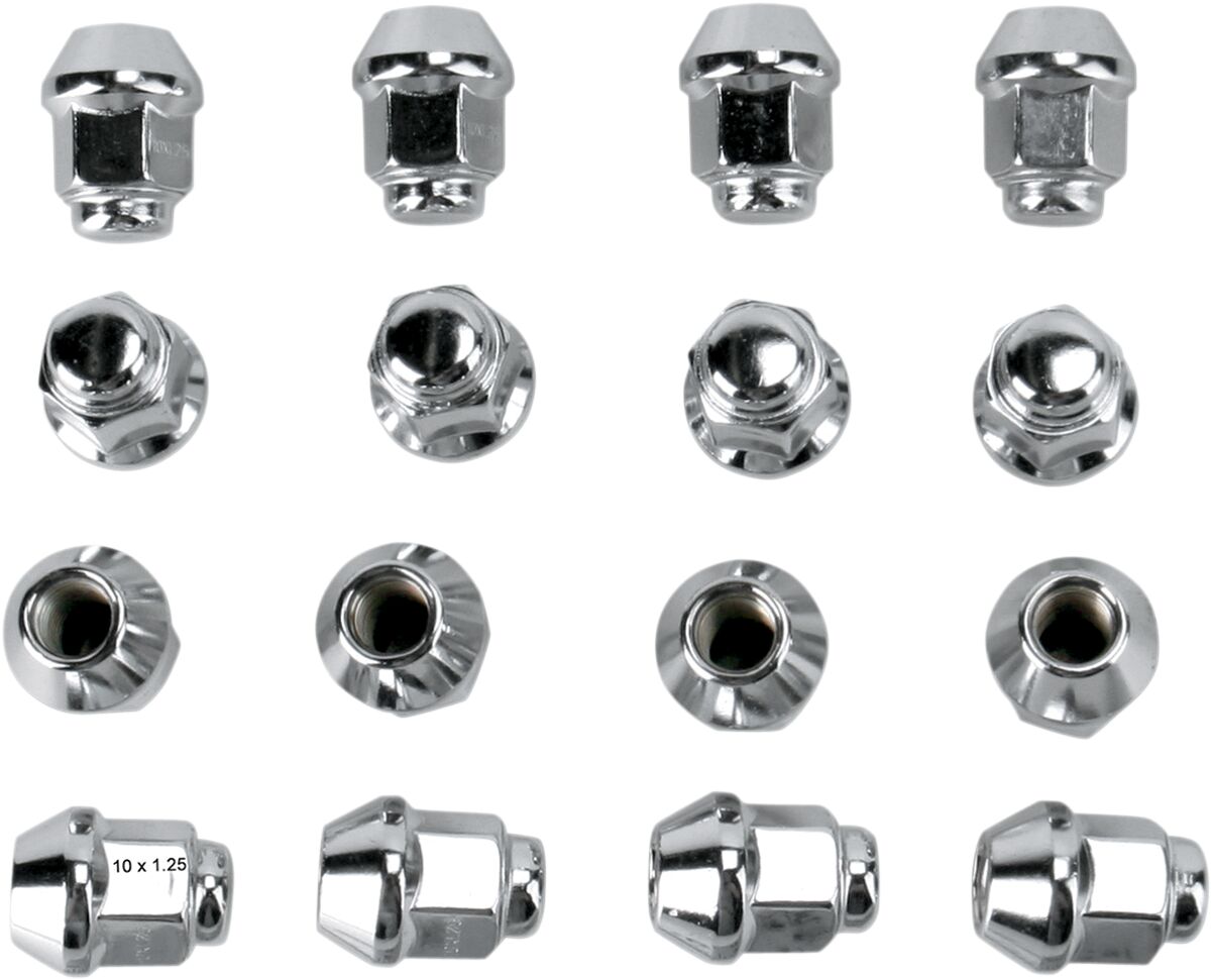 LUG NUT 10MM X 1.25MM 16 PCS TAPERED POLISHED CHROME