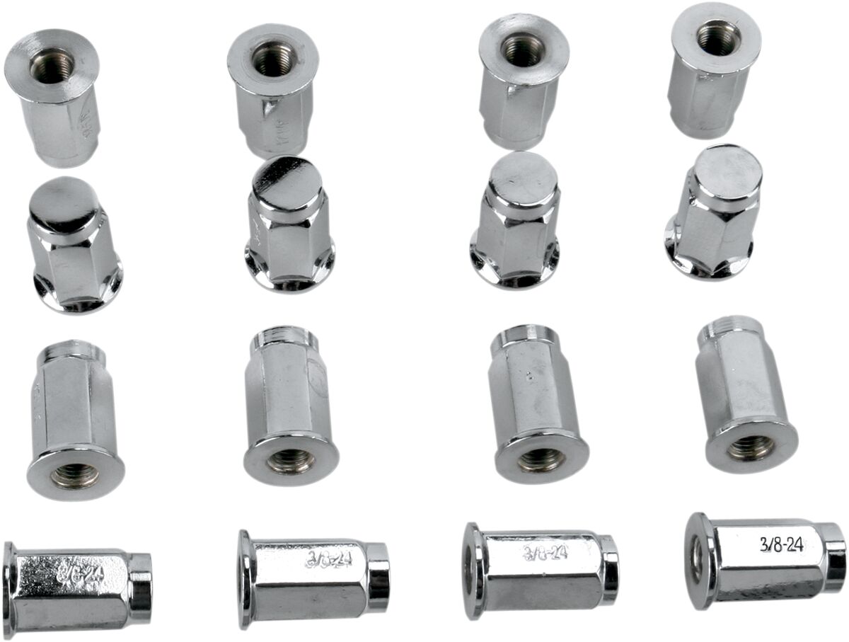 LUG NUT 3/8" - 24 16 PCS FLAT POLISHED CHROME