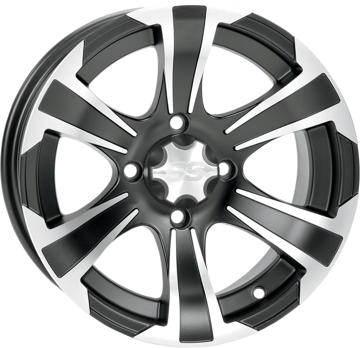 WHEEL SS ALLOY SS312 MATTE BLACK WITH MACHINED FINISH 14x8 BOLT PATTERN 4/110 OFFSET 5+3