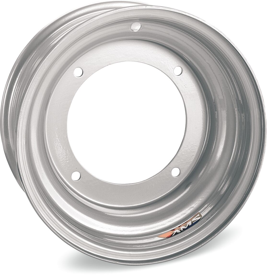 WHEEL STANDARD SPUN STEEL POWDER COATED 10x5 4/144 2+3 FRONT SILVER