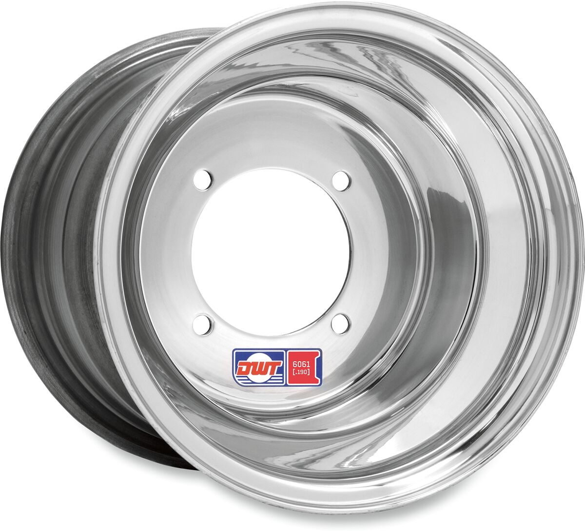 WHEEL FRONT RED LABEL 10X6 4/110 4+2 ROLL-FORGED ALUMINUM ROLLED-LIP POLISHED SILVER