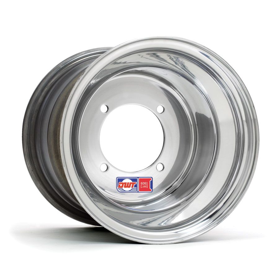 WHEEL REAR RED LABEL 10X8 4/100 4+4 ROLL-FORGED ALUMINUM ROLLED-LIP POLISHED SILVER