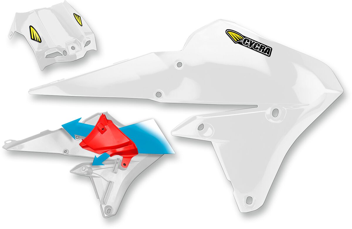 POWERFLOW INTAKE RADIATOR SHROUDS W/AIRBOX COVER YAMAHA WHITE