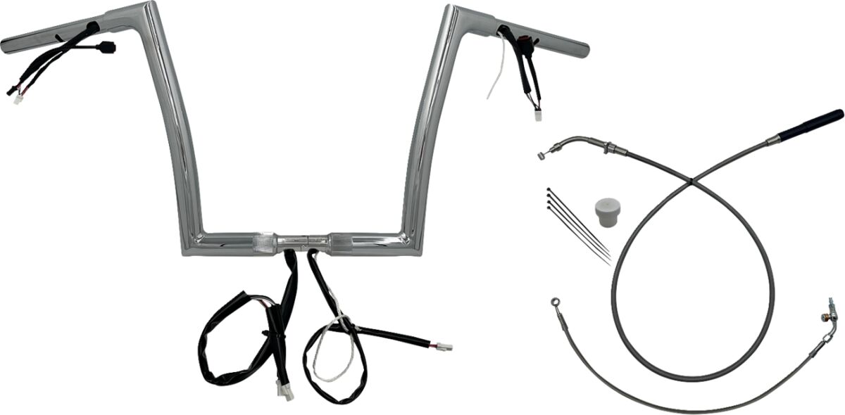 Juhtraud, lihtsalt paigaldatav, juhtmetega, 1.25", lame ülaosa, kroom, 12", FLTRX, SE