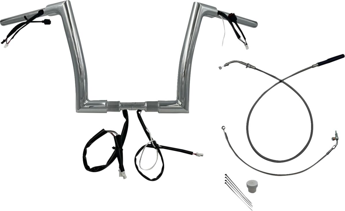 Juhtraud, lihtsalt paigaldatav, juhtmetega, 1.50", lame ülaosa, kroom, 12", FLTRX, SE