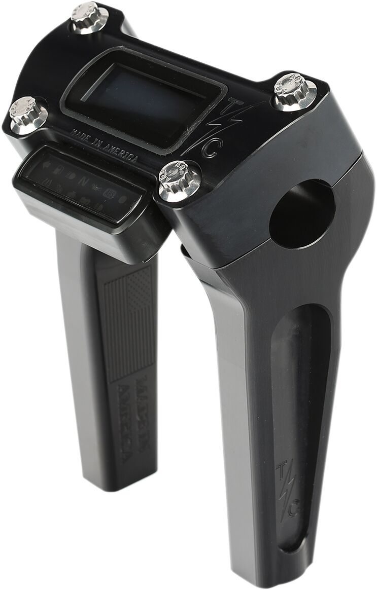 Black 6" Straight Handlebar Riser With Gauge Cut Out