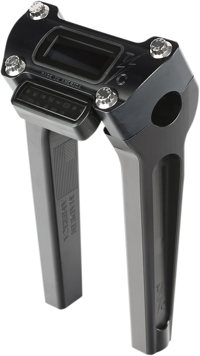 Black 8" Straight Handlebar Riser With Gauge Cut Out