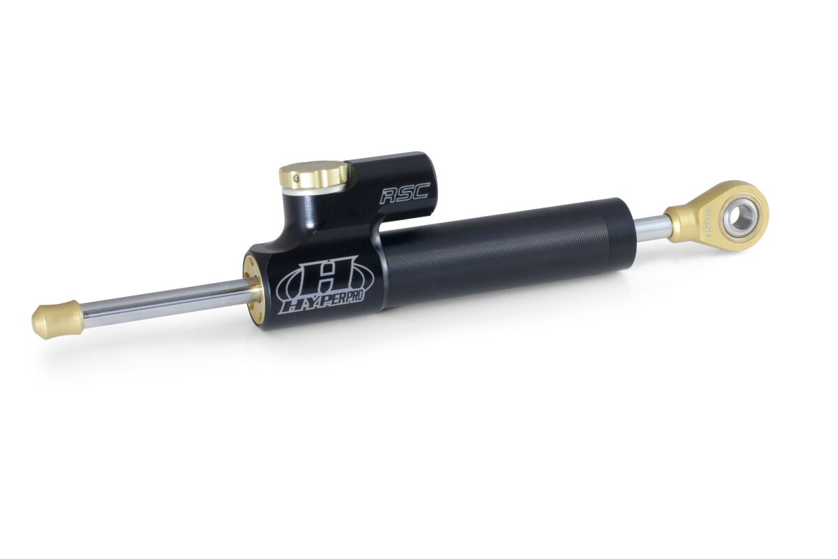 RSC STEERING DAMPER 75MM PROGRESSIVE REVERSED BLACK