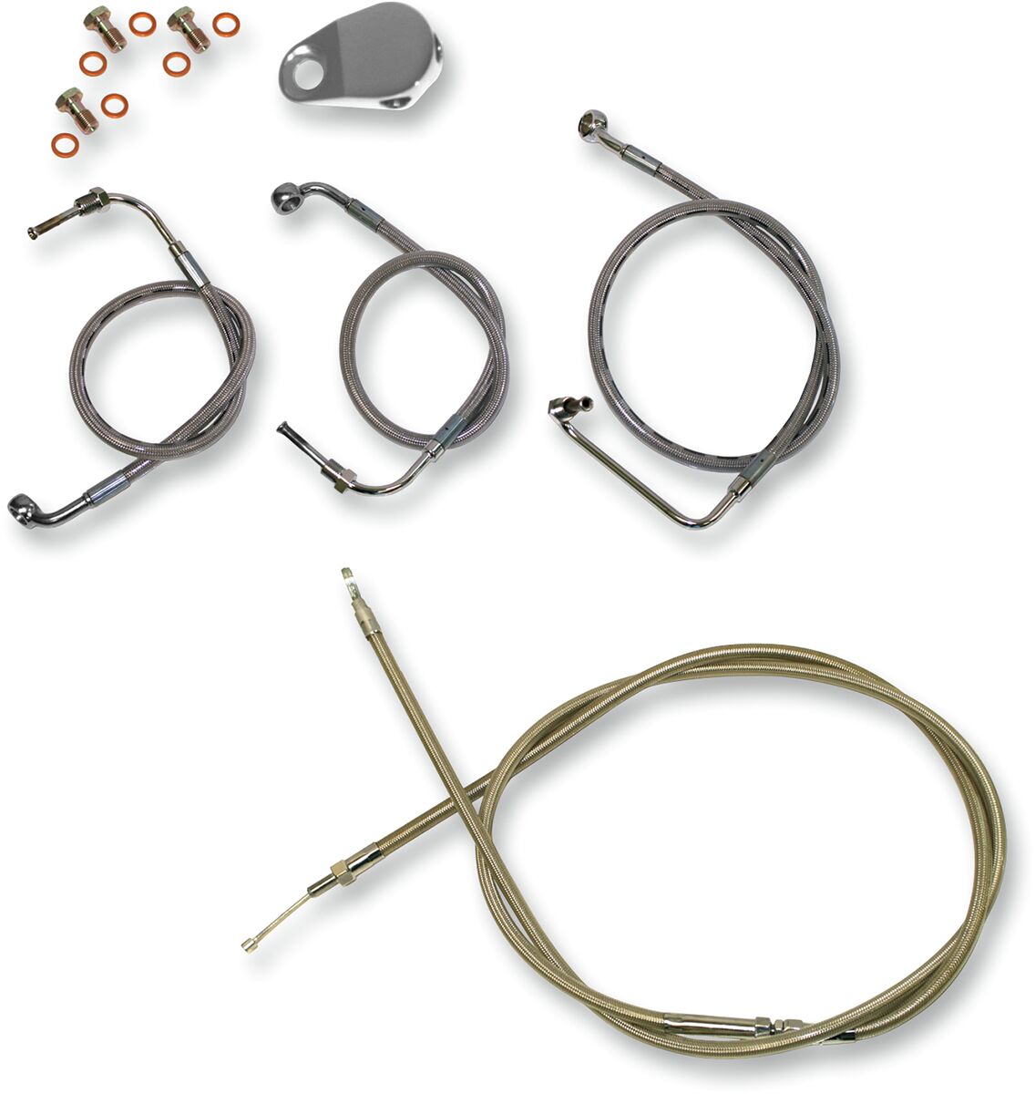 18-20" APE BAR CABLE KIT STAINLESS STEEL FOR NON-ABS HD
