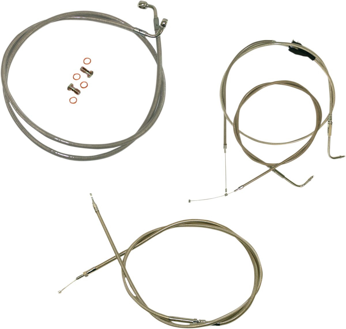15-17" APE BAR CABLE KIT STAINLESS STEEL FOR NON-ABS HD