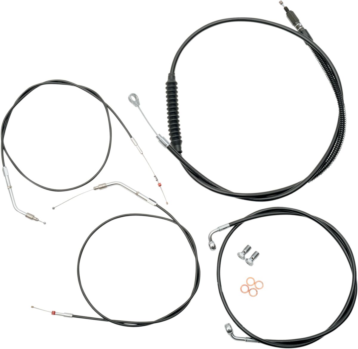 CABLE KIT 15-17" APE BAR LENGTH STAINLESS STEEL BLACK COATED HD
