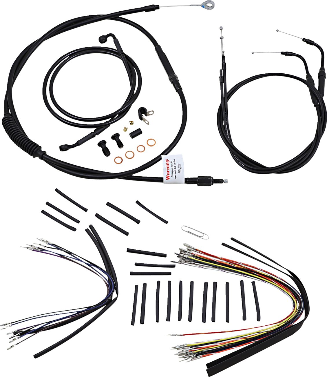 CABLE KIT 14" BLACK VINYL STAINLESS STEEL HANDLEBAR W/O ABS