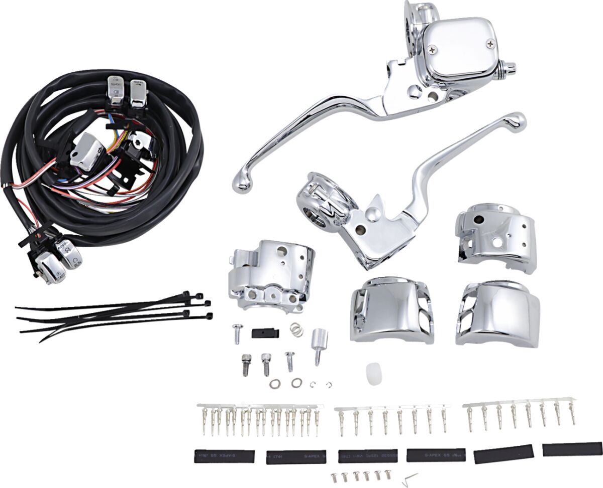 HANDLEBAR CONTROL KIT W/ 9/16" BRAKE MASTER CYLINDER W/ SWITCHES CHROME