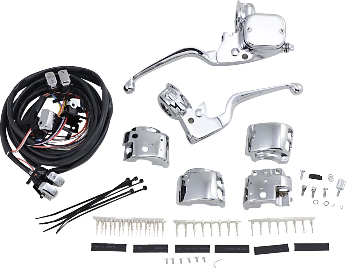 HANDLEBAR CONTROL KIT W/ 11/16" BRAKE MASTER CYLINDER W/ SWITCHES CHROME