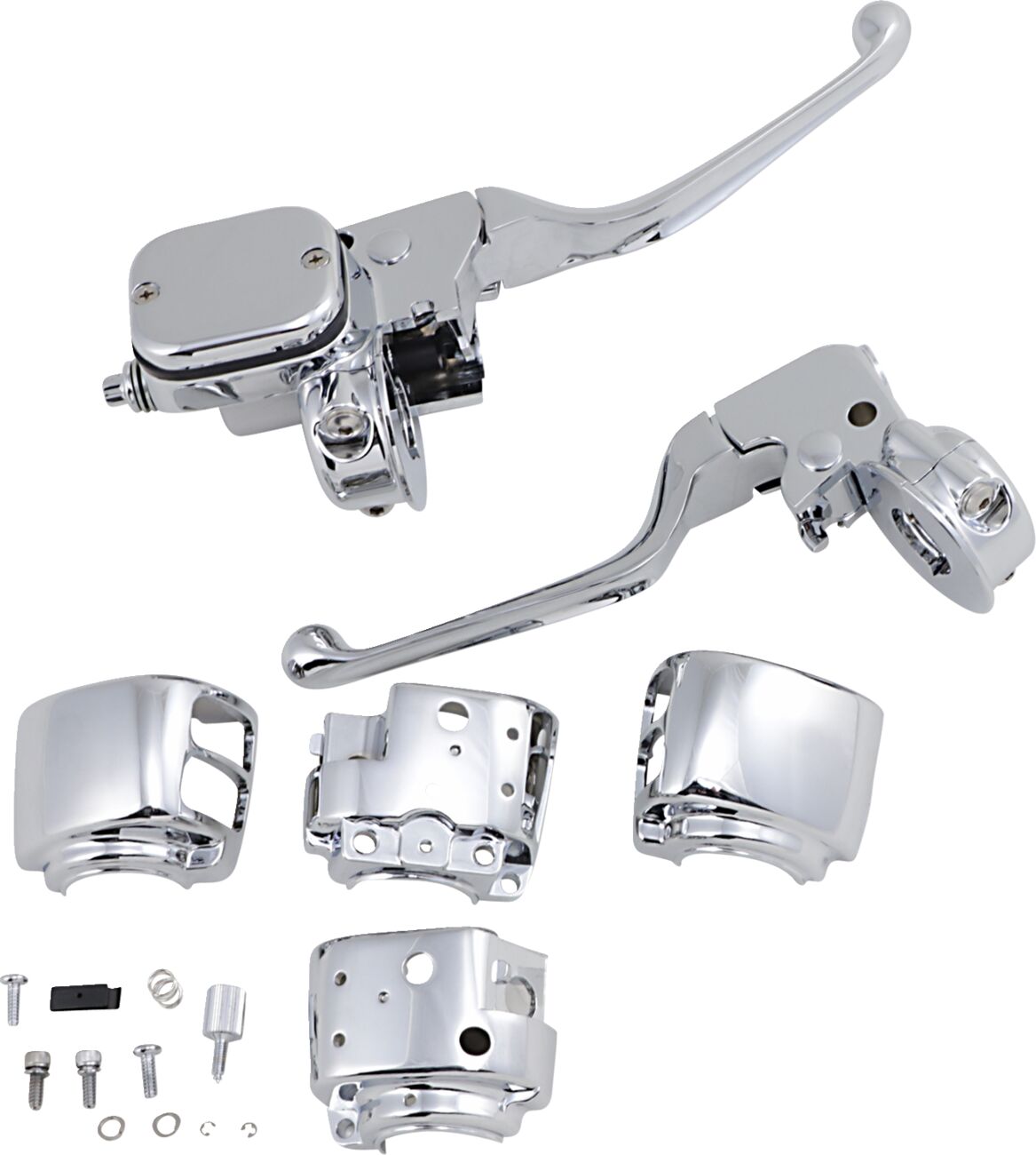 HANDLEBAR CONTROL KIT W/ 11/16" BRAKE MASTER CYLINDER W/O SWITCHES CHROME