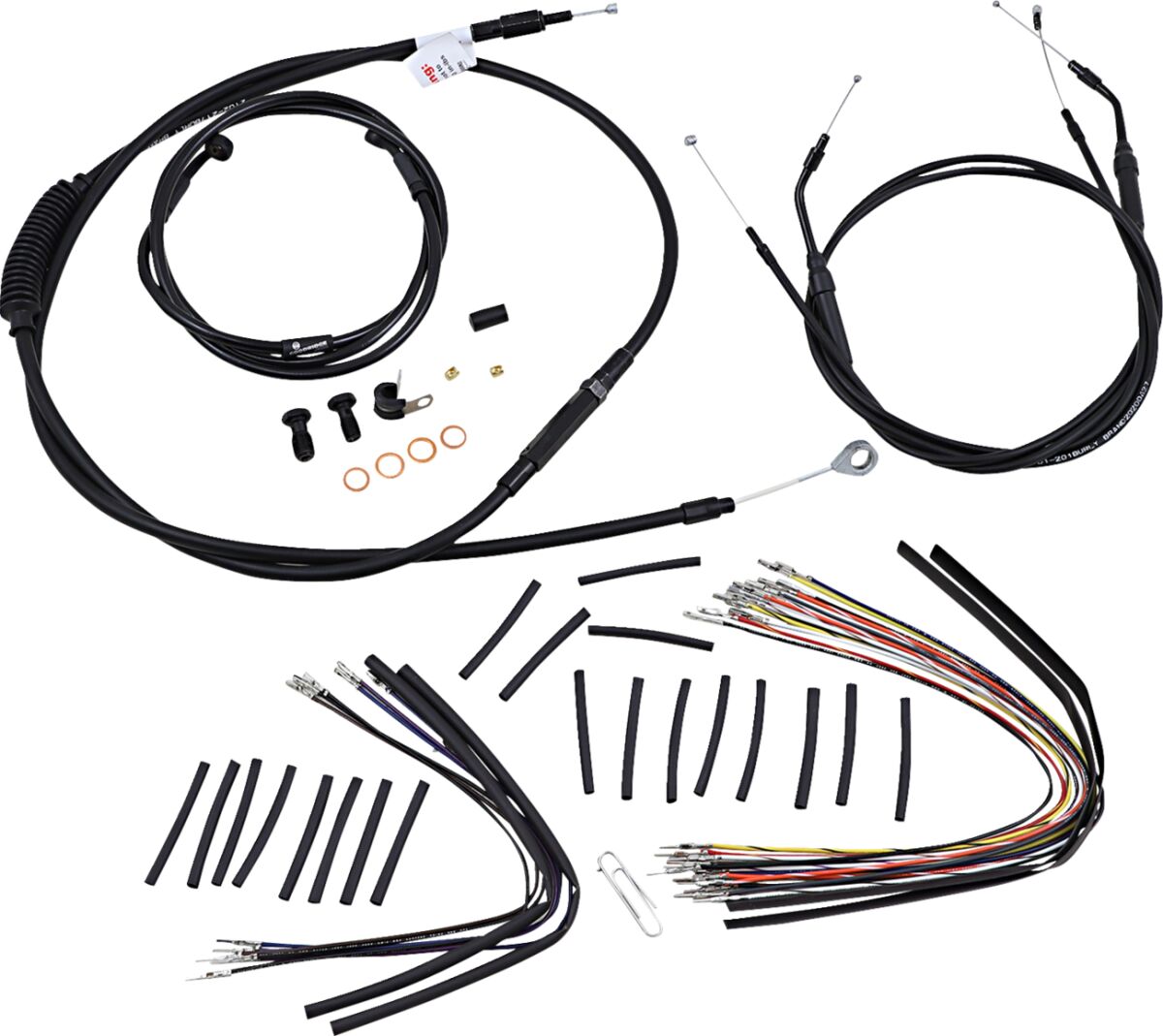 CABLE KIT 16" BLACK VINYL STAINLESS STEEL HANDLEBAR W/O ABS