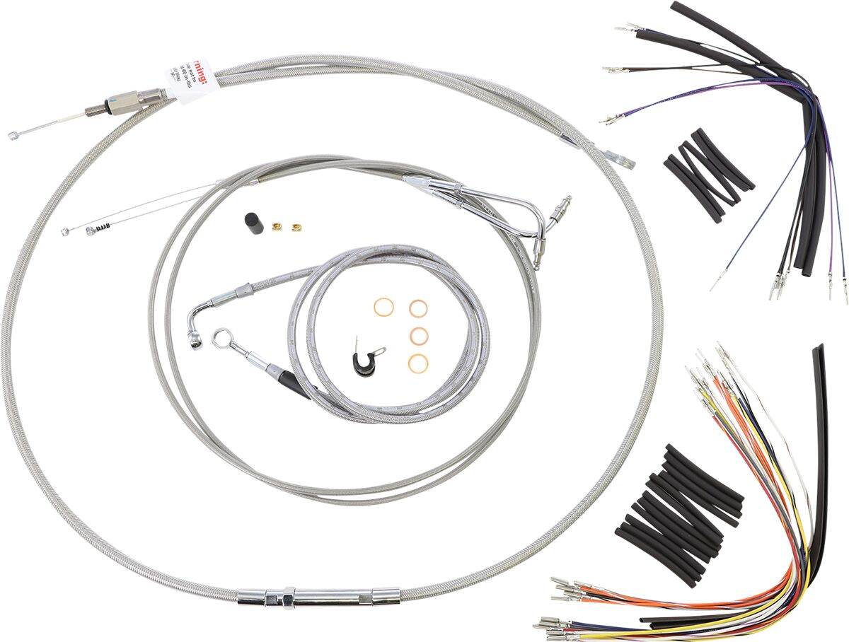 CABLE KIT 14" BRAIDED STAINLESS STEEL HANDLEBAR W/O ABS