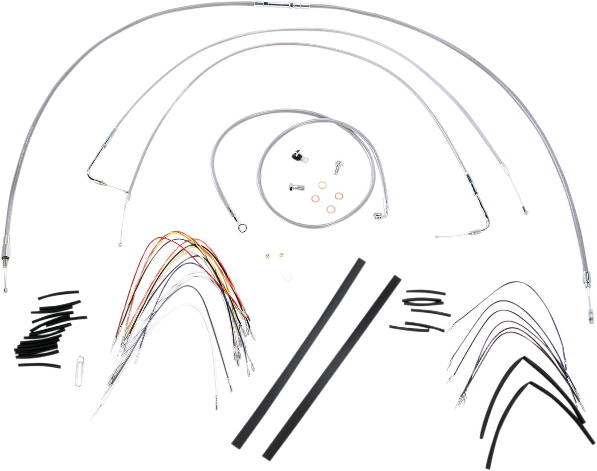 CABLE KIT 14" BRAIDED STAINLESS STEEL HANDLEBAR W/O ABS