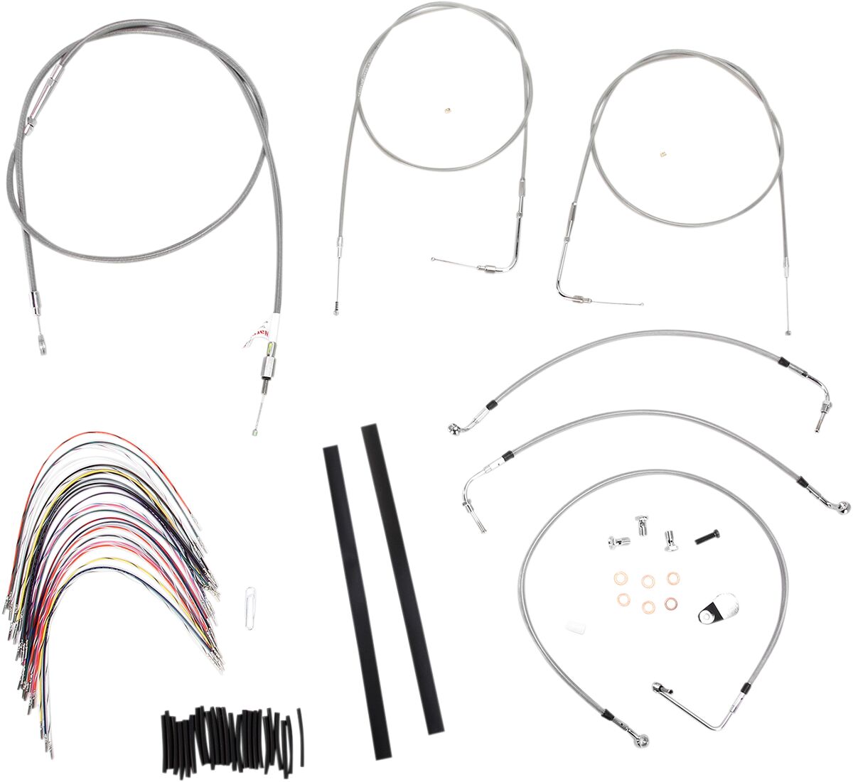 CABLE KIT 14" BRAIDED STAINLESS STEEL HANDLEBAR W/O ABS
