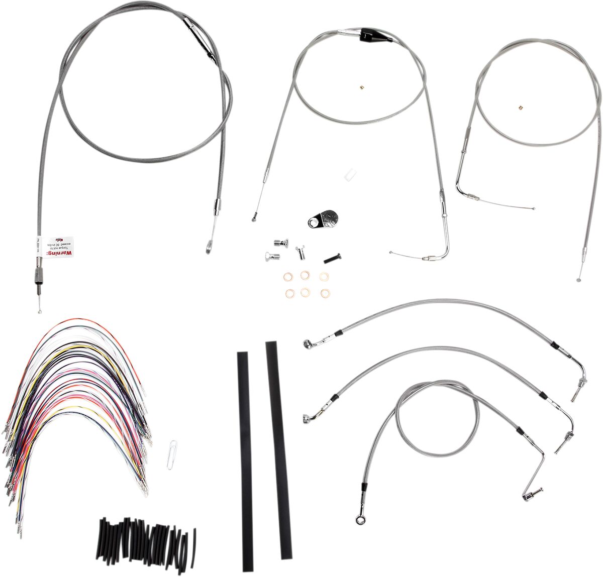 CABLE KIT 14" BRAIDED STAINLESS STEEL HANDLEBAR W/O ABS