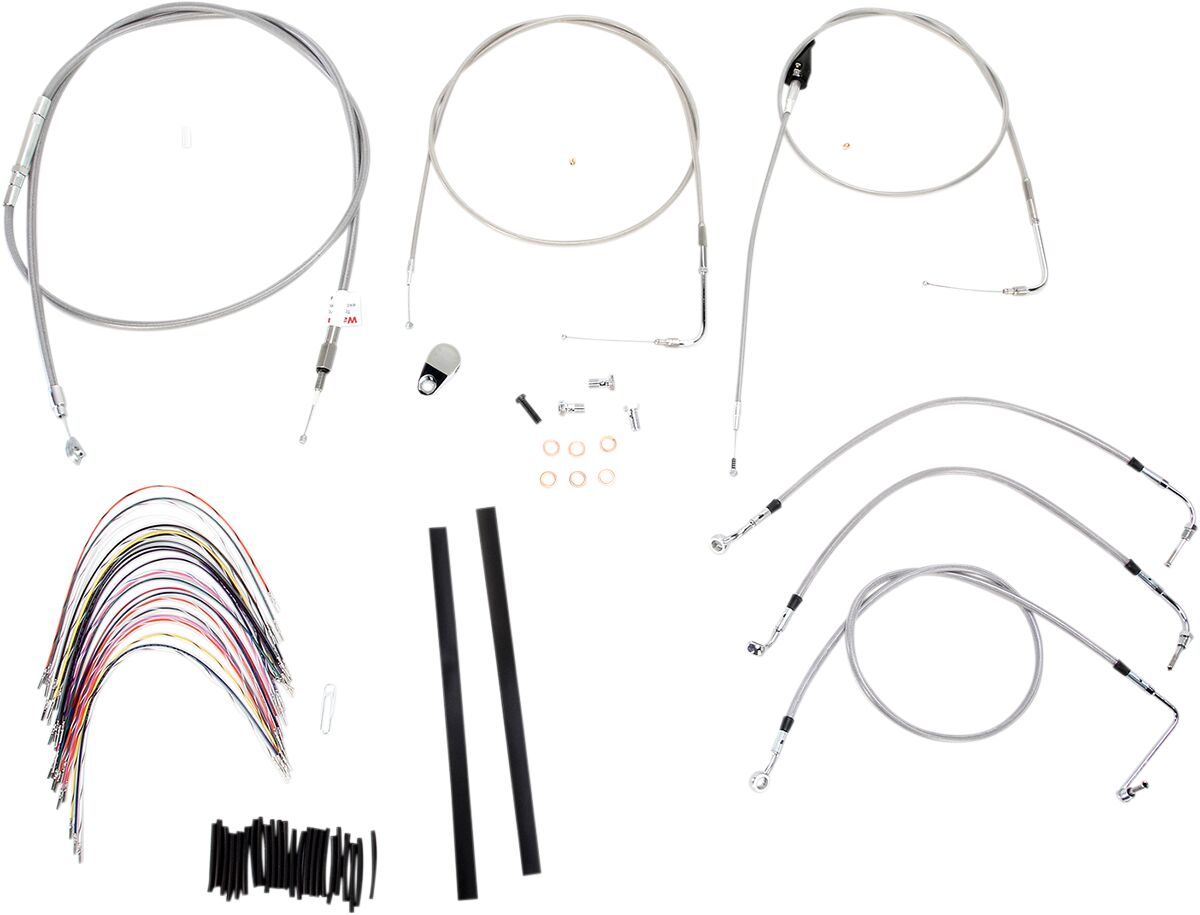 CABLE KIT 18" BRAIDED STAINLESS STEEL HANDLEBAR W/O ABS