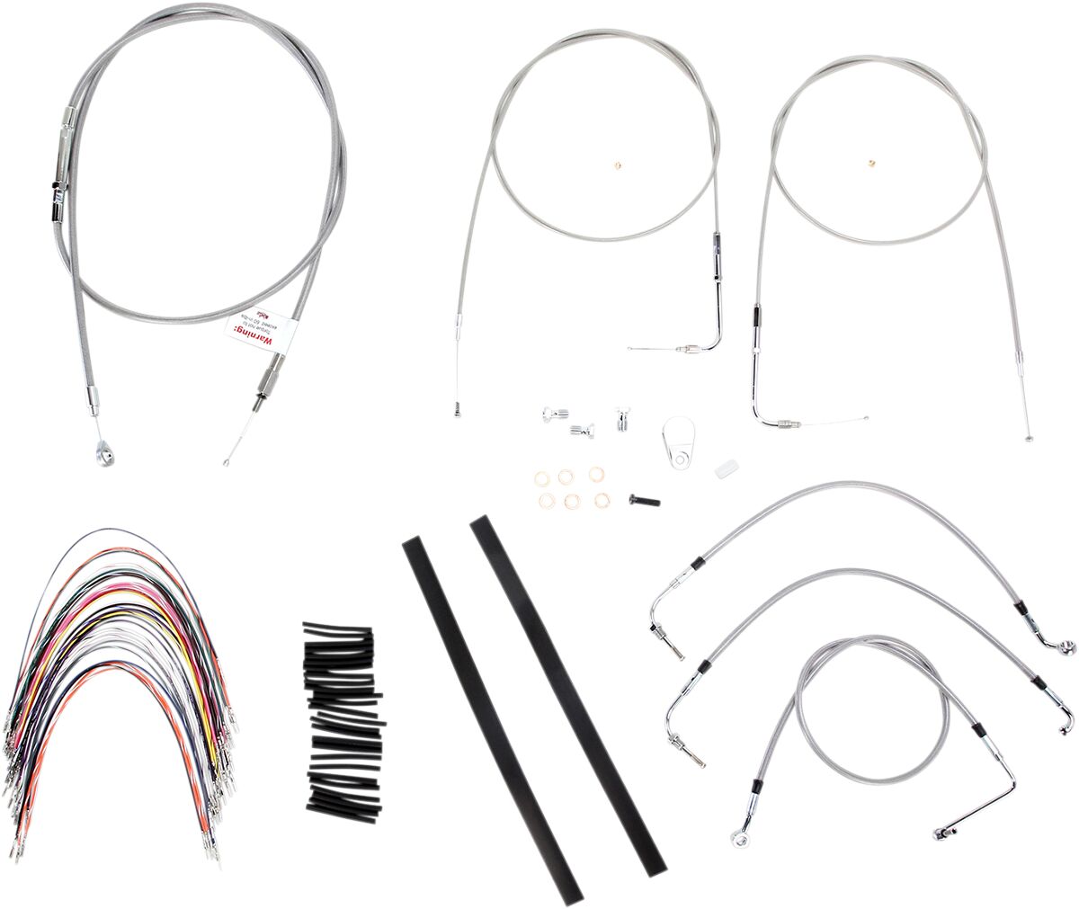 CABLE KIT 14" BRAIDED STAINLESS STEEL HANDLEBAR W/O ABS