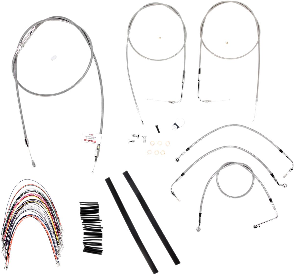 CABLE KIT 16" BRAIDED STAINLESS STEEL HANDLEBAR W/O ABS