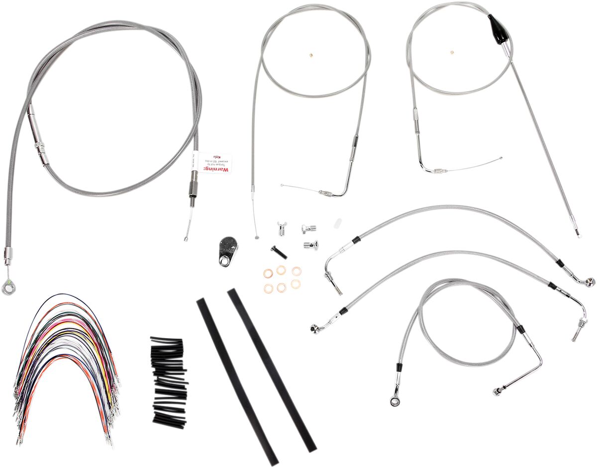 CABLE KIT 14" BRAIDED STAINLESS STEEL HANDLEBAR W/O ABS