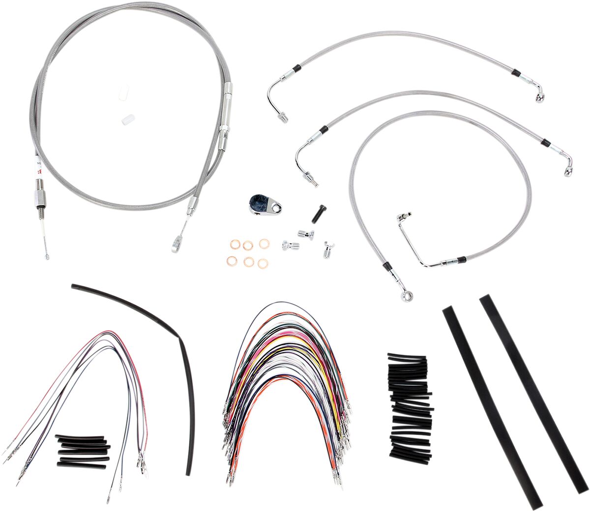 CABLE KIT 14" BRAIDED STAINLESS STEEL HANDLEBAR W/O ABS