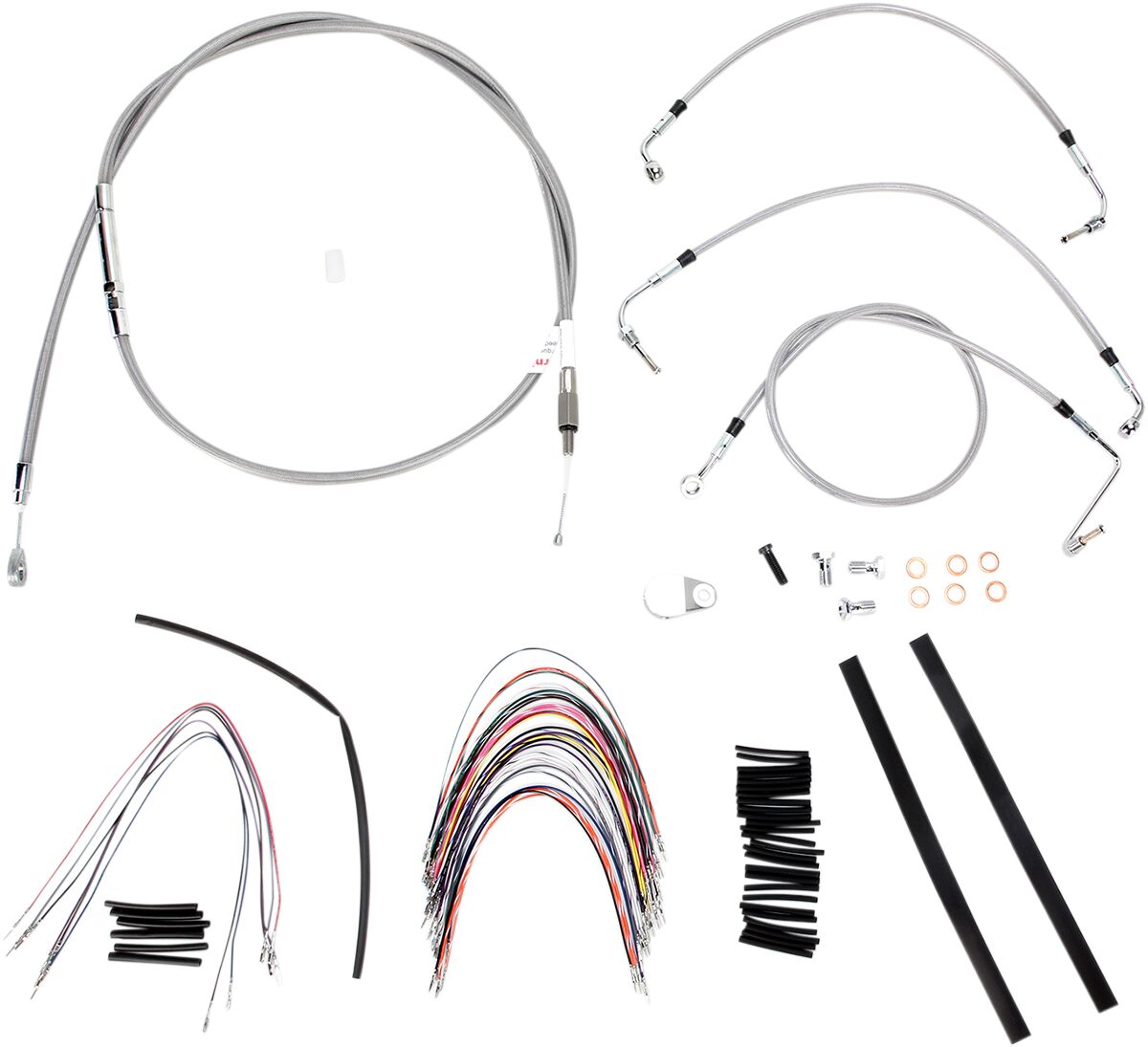 CABLE KIT 16" BRAIDED STAINLESS STEEL HANDLEBAR W/O ABS