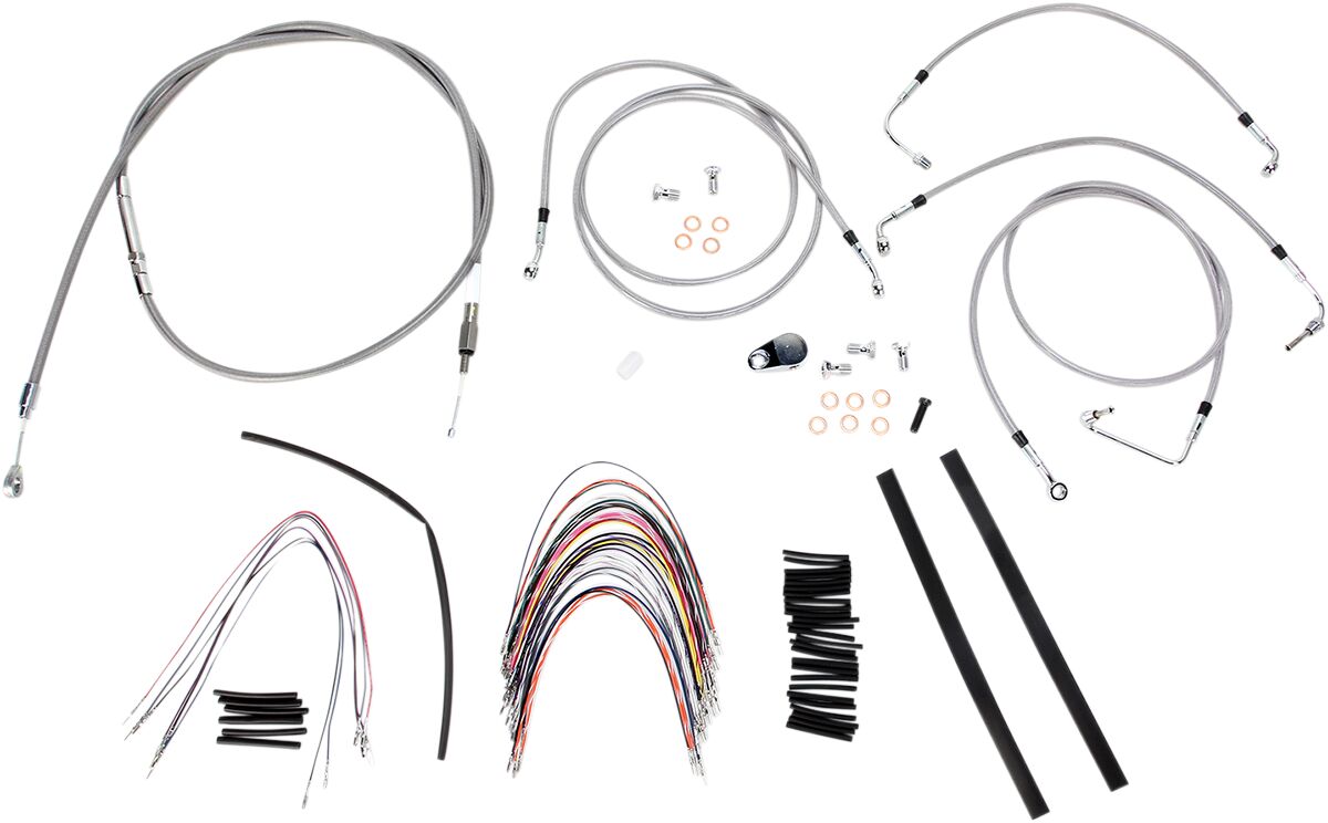 CABLE KIT 14" BRAIDED STAINLESS STEEL HANDLEBAR W/ABS