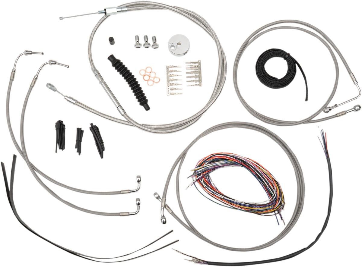 CABLE AND BRAKE LINE KIT STAINLESS POLISHED FOR 12"-14" APE HANGERS
