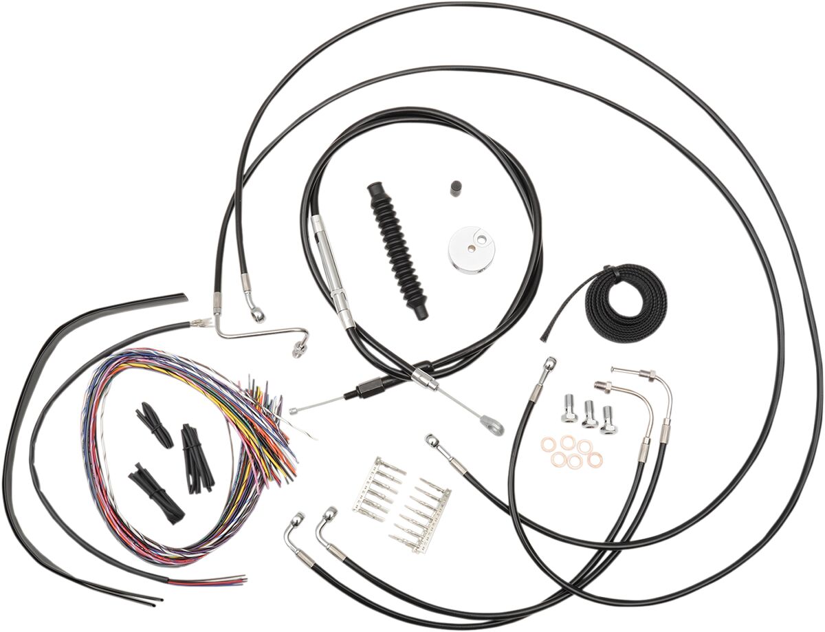 CABLE AND BRAKE LINE KIT BLACK VINYL FOR 12"-14" APE HANGERS