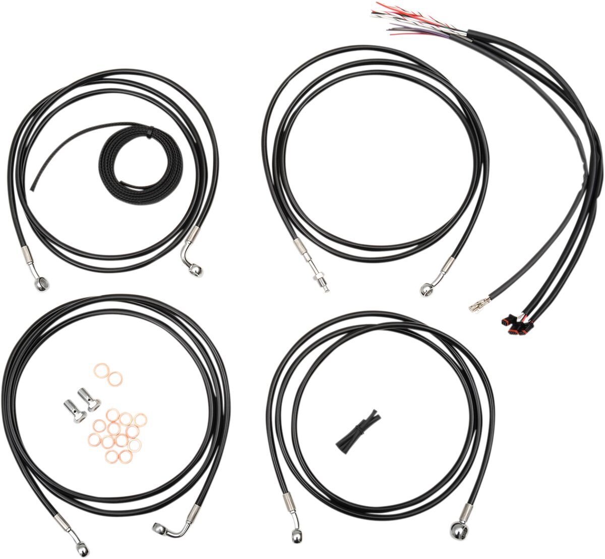 CABLE AND BRAKE LINE KIT BLACK VINYL FOR 15"-17" APE HANGERS