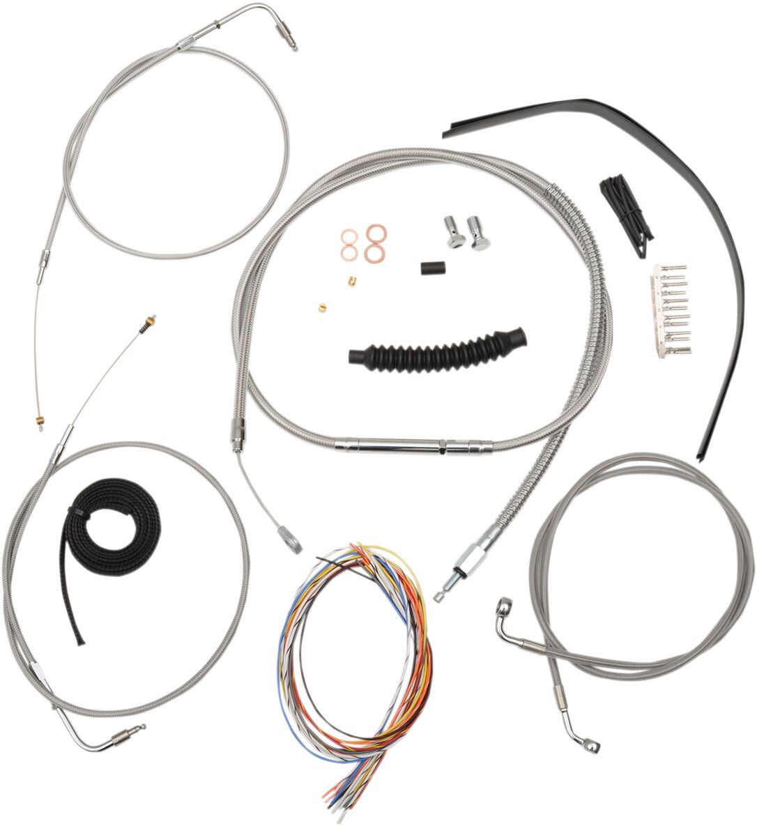 CABLE AND BRAKE LINE KIT STAINLESS POLISHED FOR MINI APE HANGERS