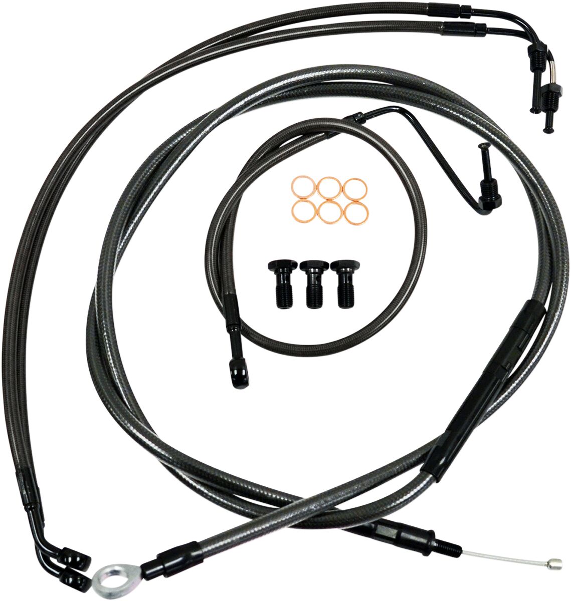CABLE AND BRAKE LINE KIT MIDNIGHT BLACK BRAIDED FOR 18"-20" APE HANGERS