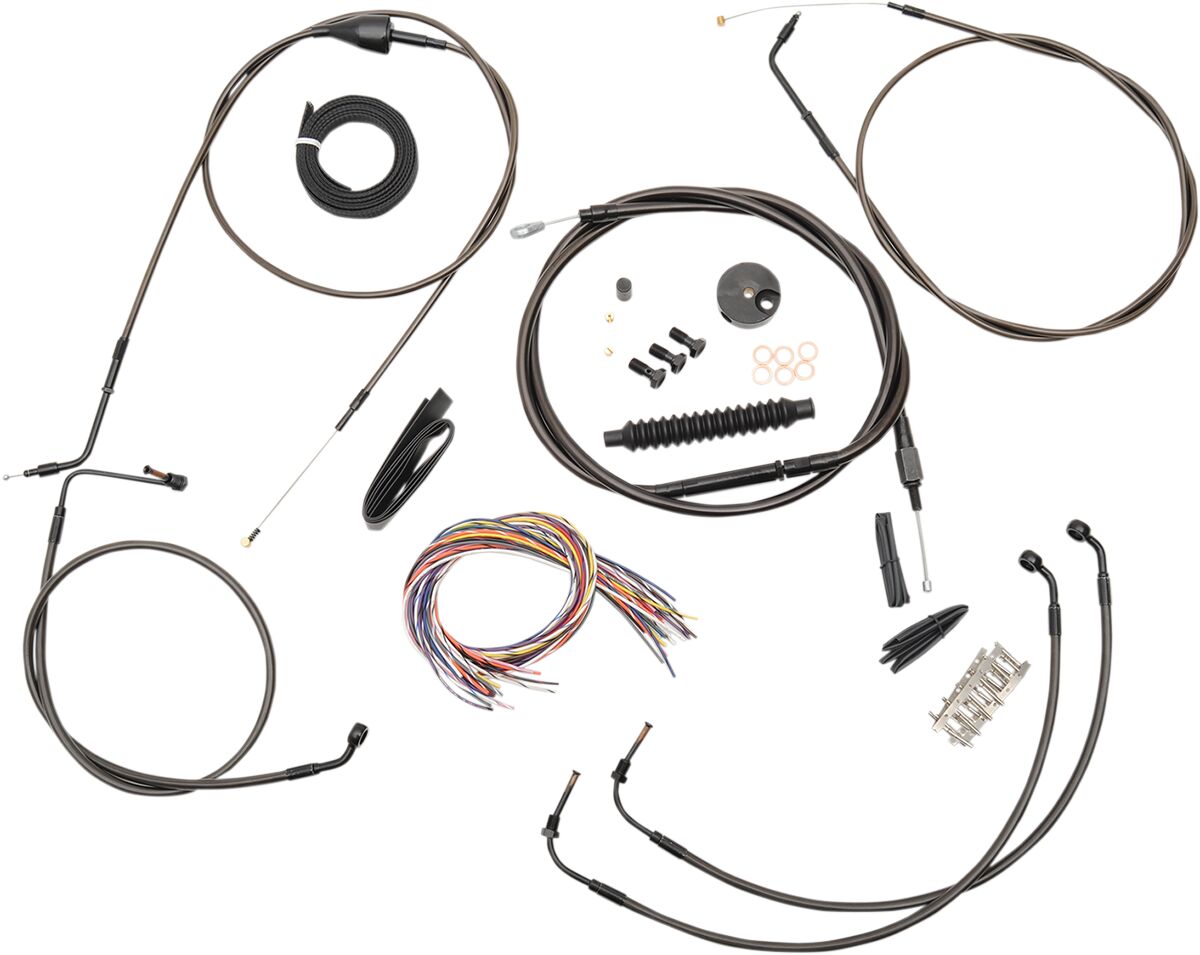 CABLE AND BRAKE LINE KIT MIDNIGHT BLACK BRAIDED FOR 12"-14" APE HANGERS