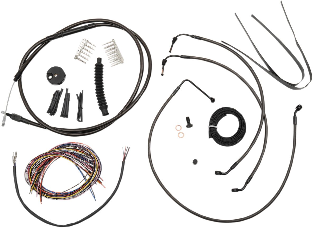 CABLE AND BRAKE LINE KIT MIDNIGHT BLACK FOR 12"-14" APE HANGERS
