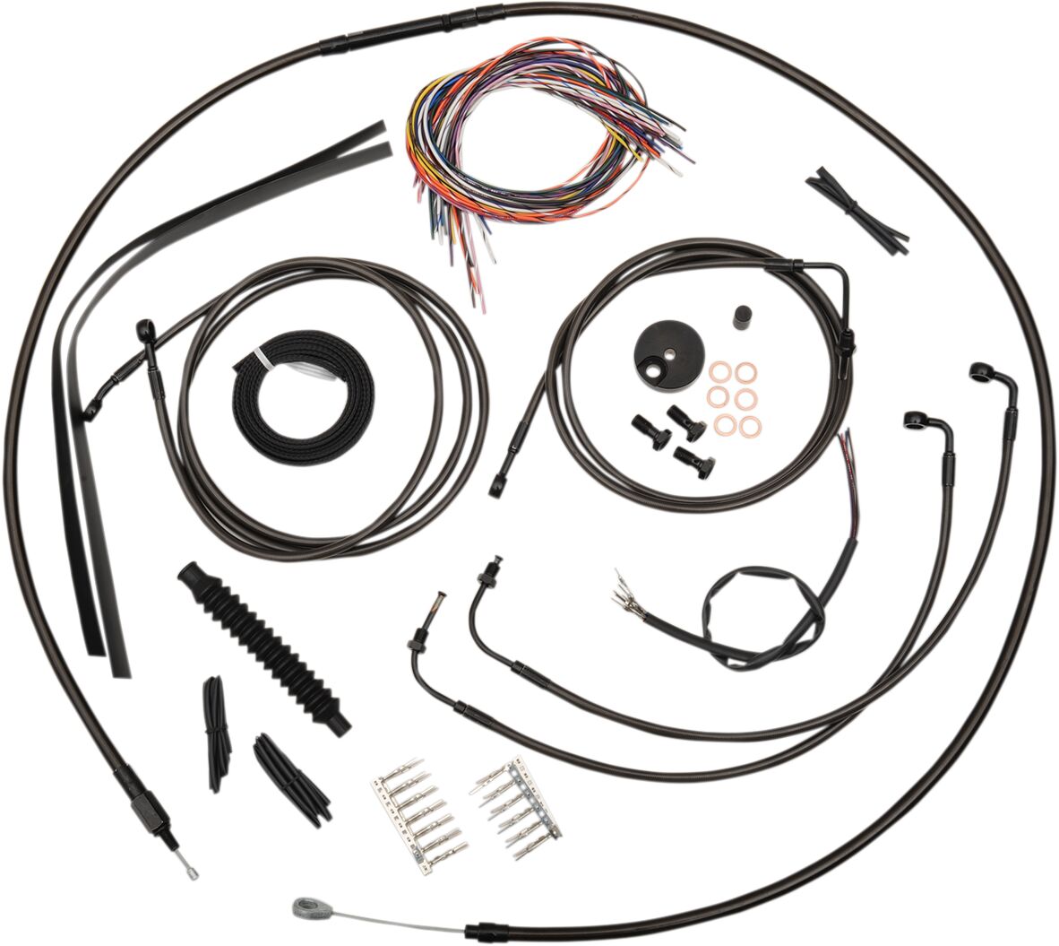 CABLE AND BRAKE LINE KIT MIDNIGHT BLACK FOR 18"-20" APE HANGERS