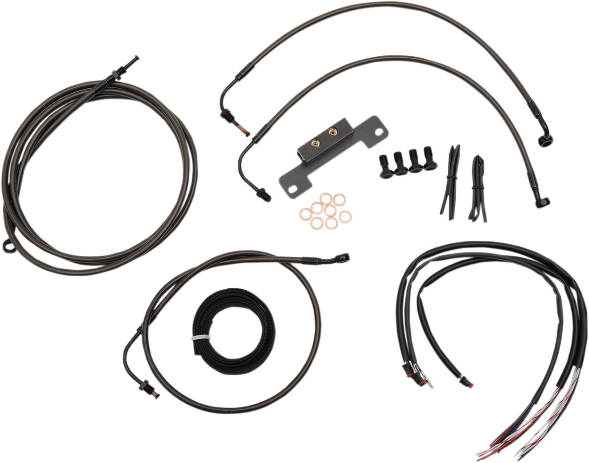 CABLE AND BRAKE LINE KIT MIDNIGHT BLACK FOR 12"-14" APE HANGERS