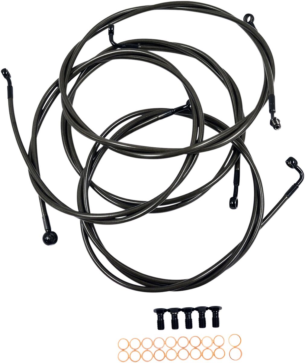 CABLE AND BRAKE LINE KIT MIDNIGHT BLACK FOR 12"-14" APE HANGERS