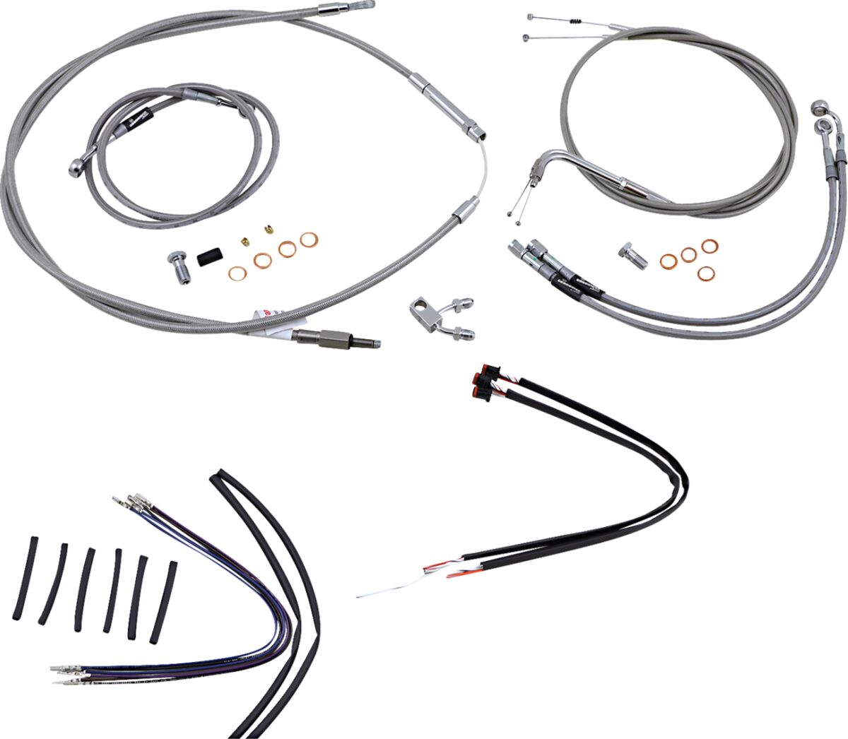 CABLE KIT 14" BRAIDED STAINLESS STEEL HANDLEBAR W/ABS