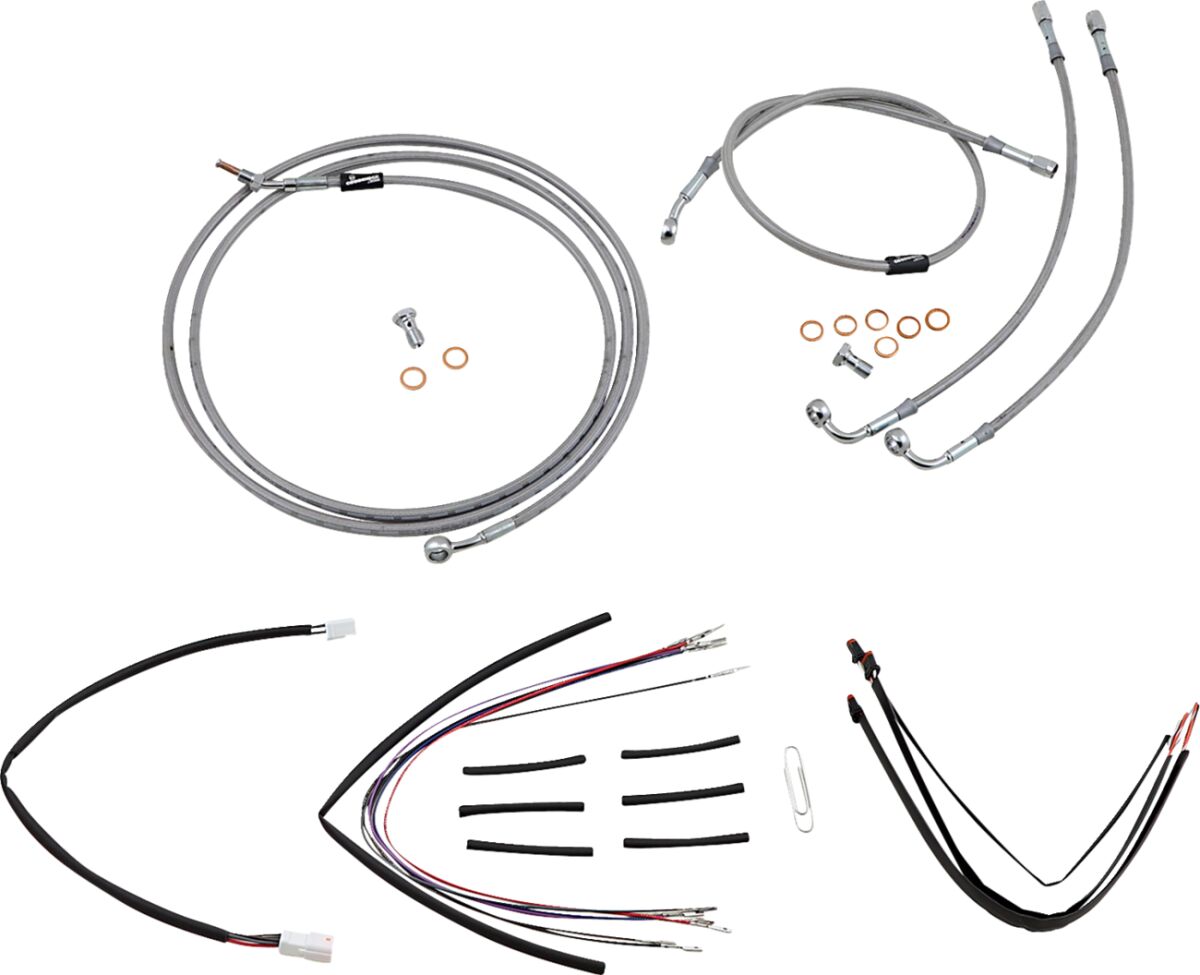 CABLE KIT 14" BRAIDED STAINLESS STEEL HANDLEBAR W/O ABS