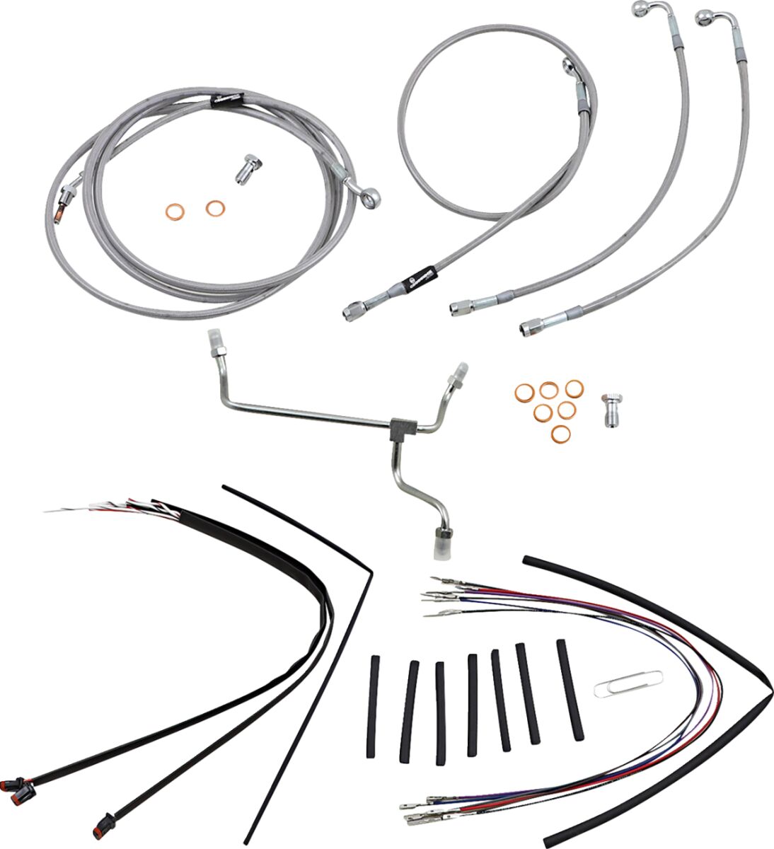 CABLE KIT 16" BRAIDED STAINLESS STEEL HANDLEBAR W/O ABS