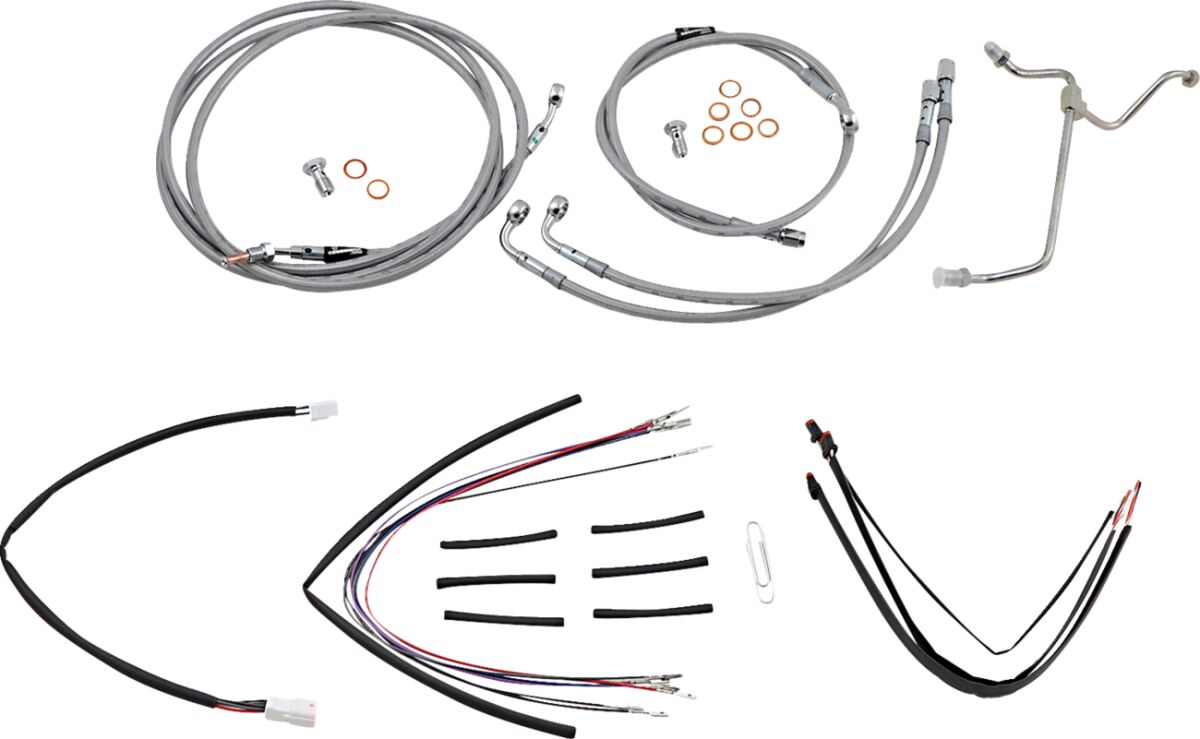 CABLE KIT 18" BRAIDED STAINLESS STEEL HANDLEBAR W/O ABS