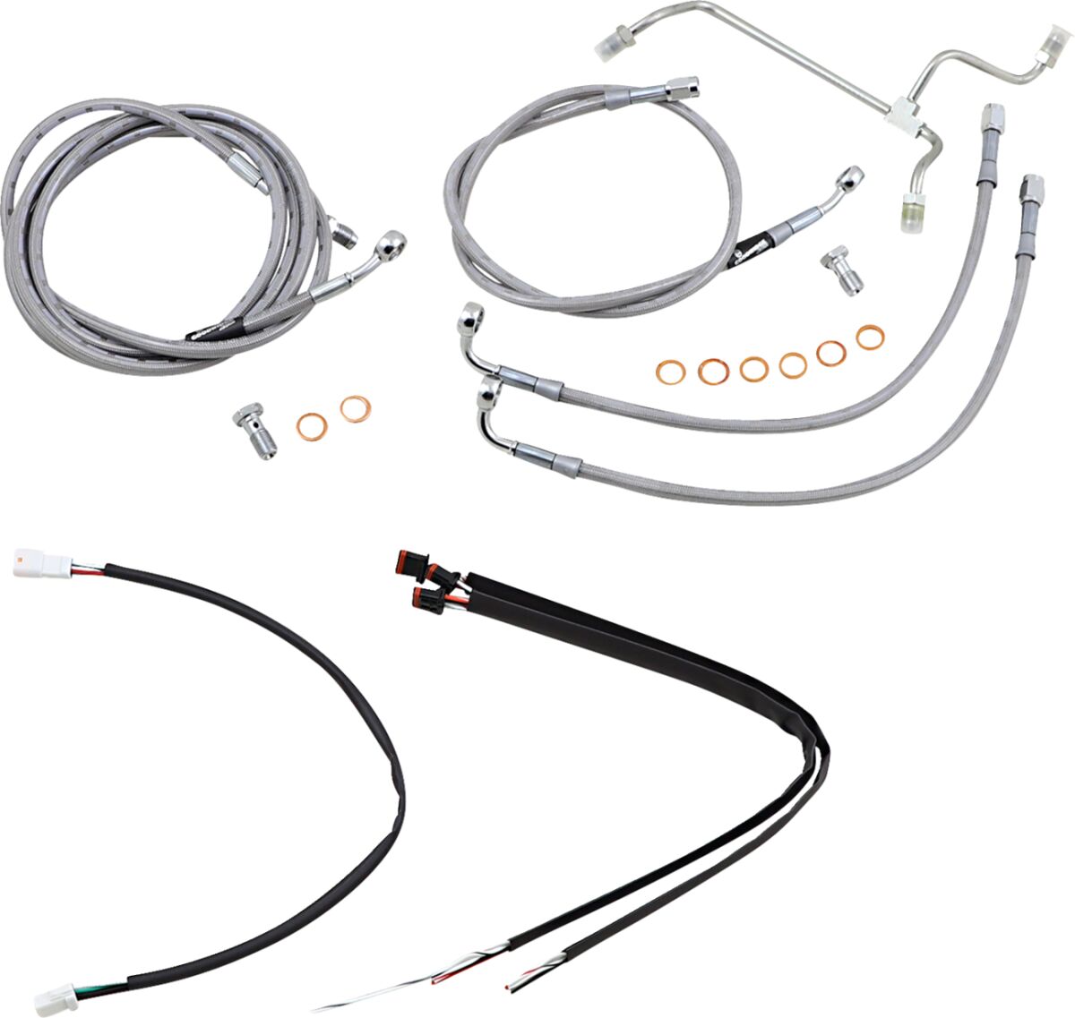 CABLE KIT 16" BRAIDED STAINLESS STEEL HANDLEBAR W/O ABS