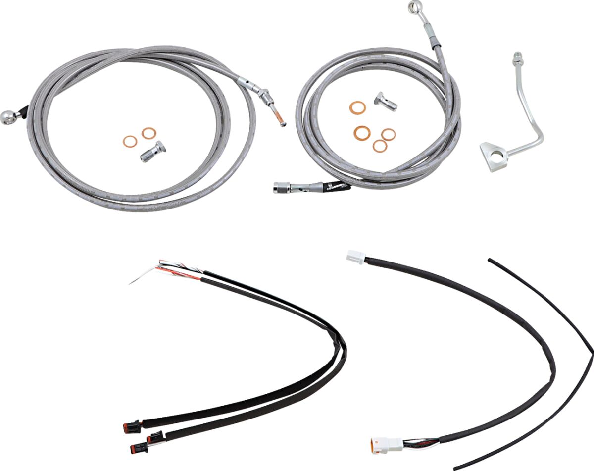CABLE KIT 16" BRAIDED STAINLESS STEEL HANDLEBAR W/ABS